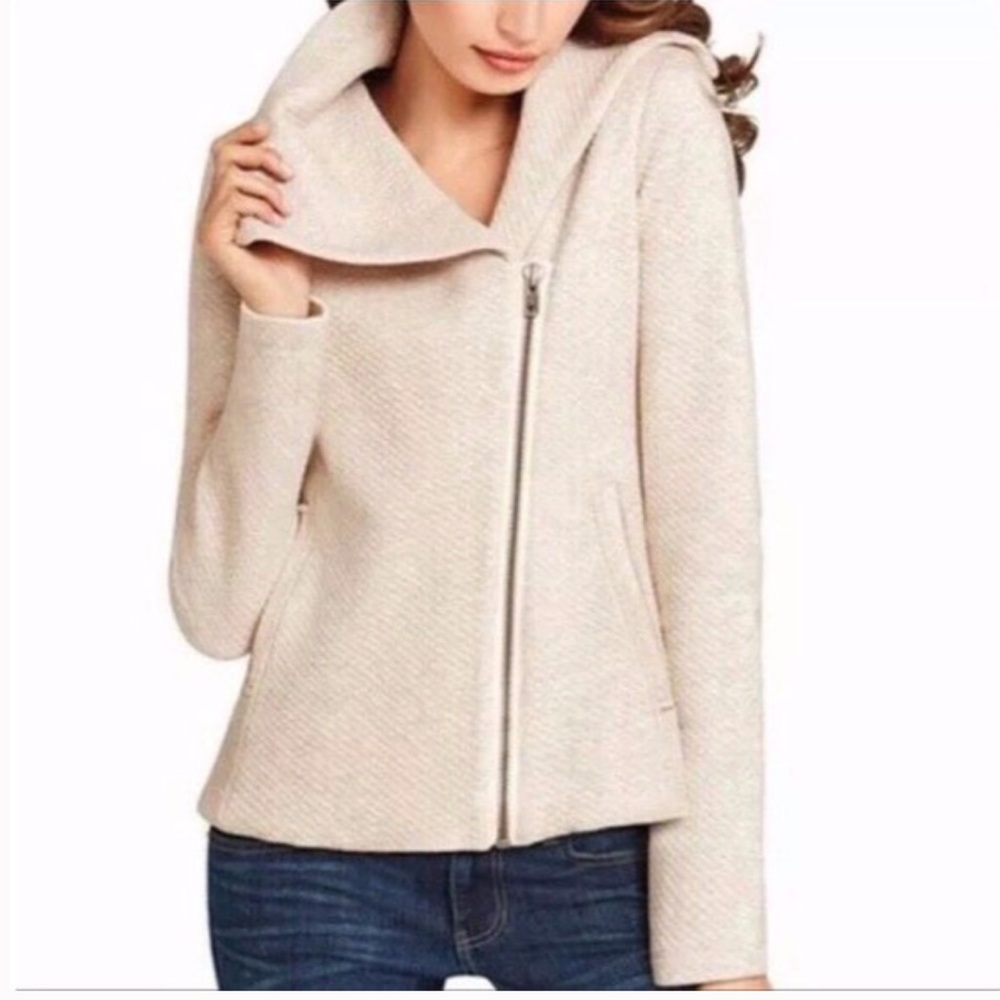 CAbi Cream Asymmetrical Zip Jacket